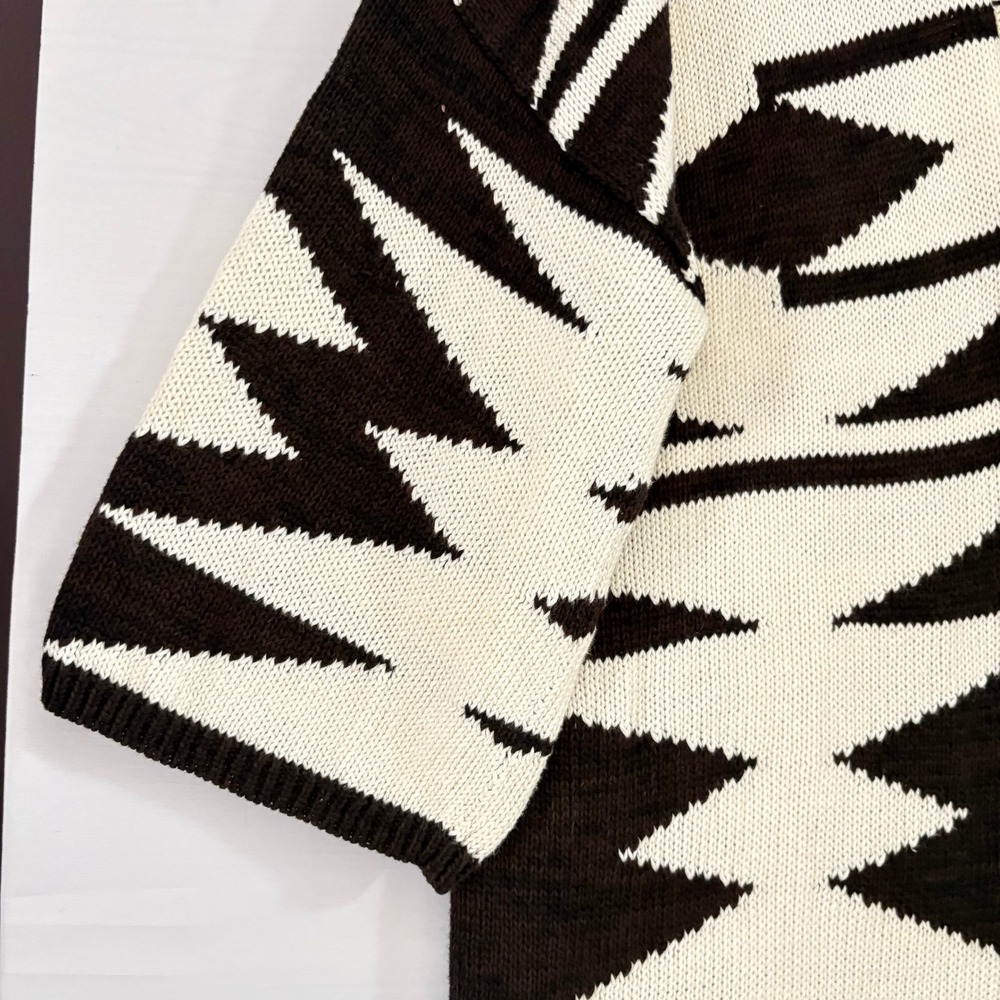 Lauren Ralph Lauren Southwestern Geometric Intarsia Knit Open Cardigan Black XS - Picture 8 of 10